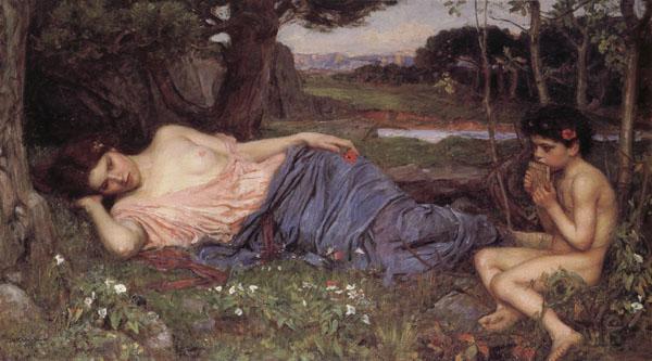 John William Waterhouse Listening to My Sweet Piping France oil painting art